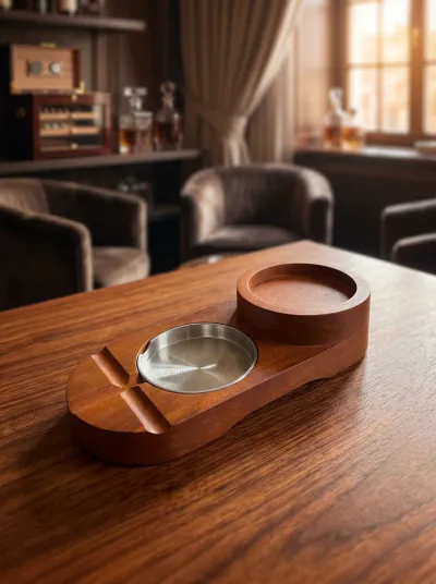 WOODEN CIGARETTE ASHTRAY