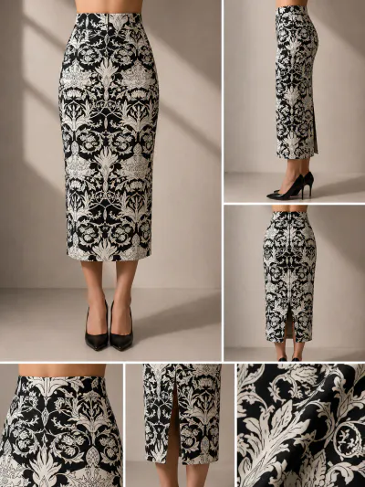 BLACK AND WHITE PATTERNED SKIRT