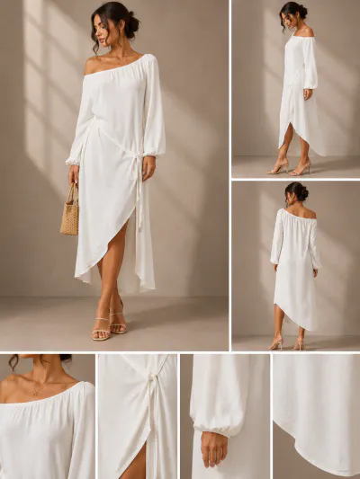One-Shoulder Summer Dress xl white