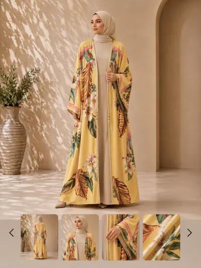 YELLOW FLORAL BISHT ABAYA