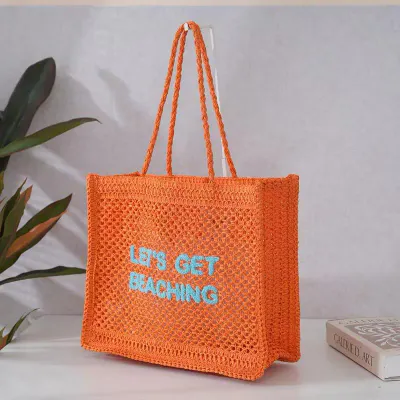 CROCHET TOTE BAG -ORANGE