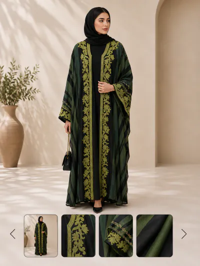 GREEN STRIPED BISHT ABAYA