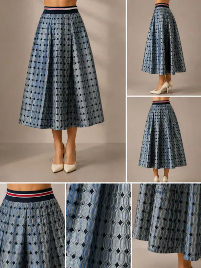 BLUE CIRCLE PRINT SKIRT